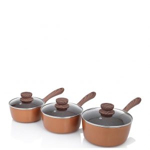 selling set of 3 copper stone non stick saucepans with lids 5f05b22b3df2f