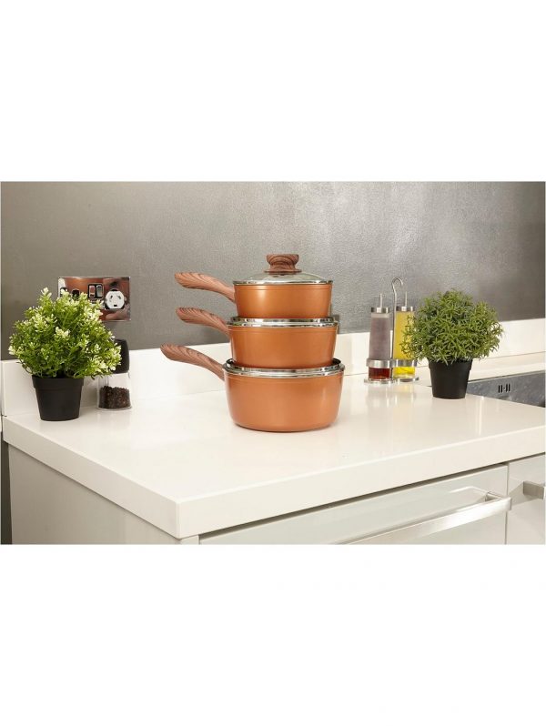 selling set of 3 copper stone non stick saucepans with lids 5f05b22da4121