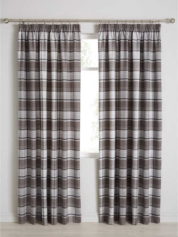selling shetland check faux wool pleated curtains 5f0196335d37e