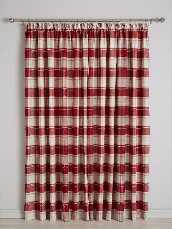 selling shetland check faux wool pleated curtains 5f01963417fb9