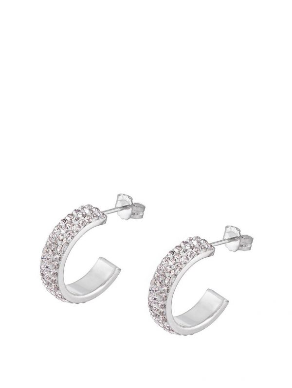 selling sterling silver crystal pave half hoop earrings 5efc64524871a