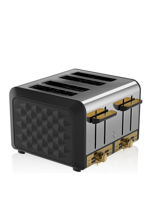 selling swan gatsby range 4 slice toaster black gold 5f06b67e901c9