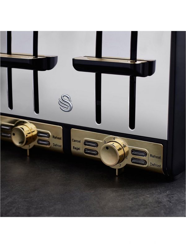 selling swan gatsby range 4 slice toaster black gold 5f06b680d0623