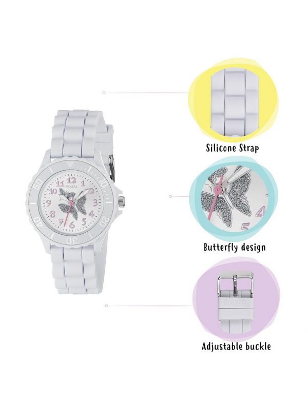selling tikkers silver butterfly dial white silicone strap watch with purse and necklace kids gift set 5efed9eb16923