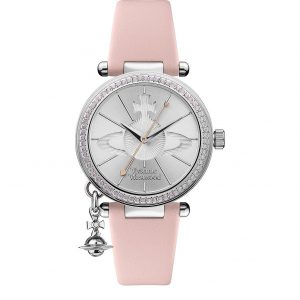 selling vivienne westwood orb pastelle silver crystal set dial with orb charm pink leather strap ladies watch 5efc63fe335b8