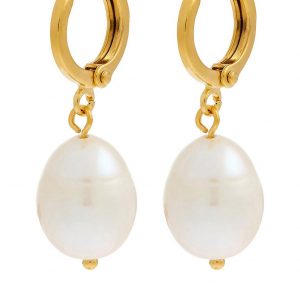 selling z irregular pearl drop huggie earrings nude 5efdc064722e4