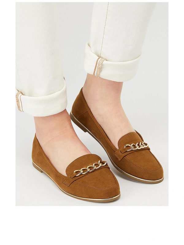 special sale chain detail loafers tan 5f1d134744988