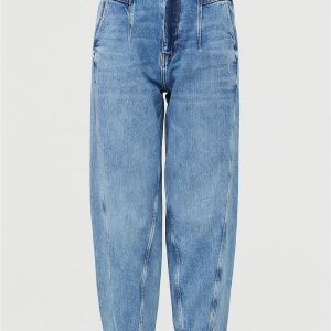 special sale high waist pleat top slouch jean mid wash 5efdc0363b8e8