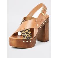 special sale leather cross strap platform sandal brown 5f031246b45f7