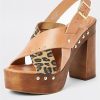 special sale leather cross strap platform sandal brown 5f03124cee1c6