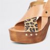 special sale leather cross strap platform sandal brown 5f031250e6a41