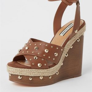special sale pearl detail wedge light brown 5f0312229763d