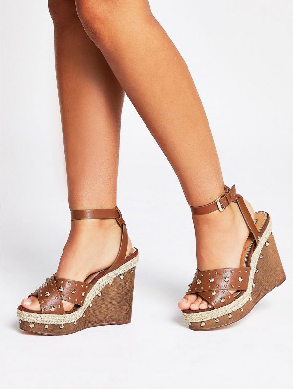 special sale pearl detail wedge light brown 5f031226812b2