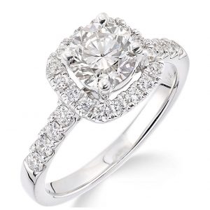 buy 18ct white gold claw set 70 point diamond square set halo ring 5f2ea695ed35a