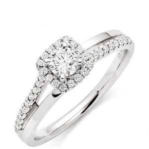 buy 18ct white gold diamond halo ring 5f29602563380