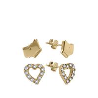 buy 18k gold plated sterling silver dog and crystal set heart ladies earrings set 5f2c04eba6648
