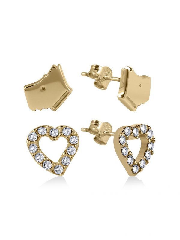 buy 18k gold plated sterling silver dog and crystal set heart ladies earrings set 5f2c04f2d15ce