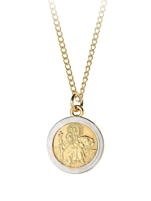 buy 9 carat rolled gold two tone st christopher pendant 5f2baf480f1c1