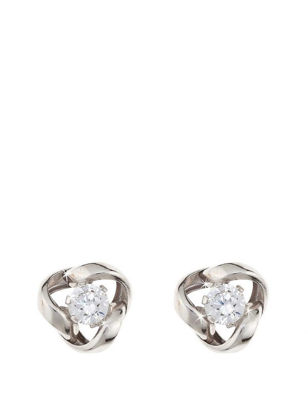 buy 9 carat white gold 6 5mm cubic zirconia knot earrings 5f3d28876b17c