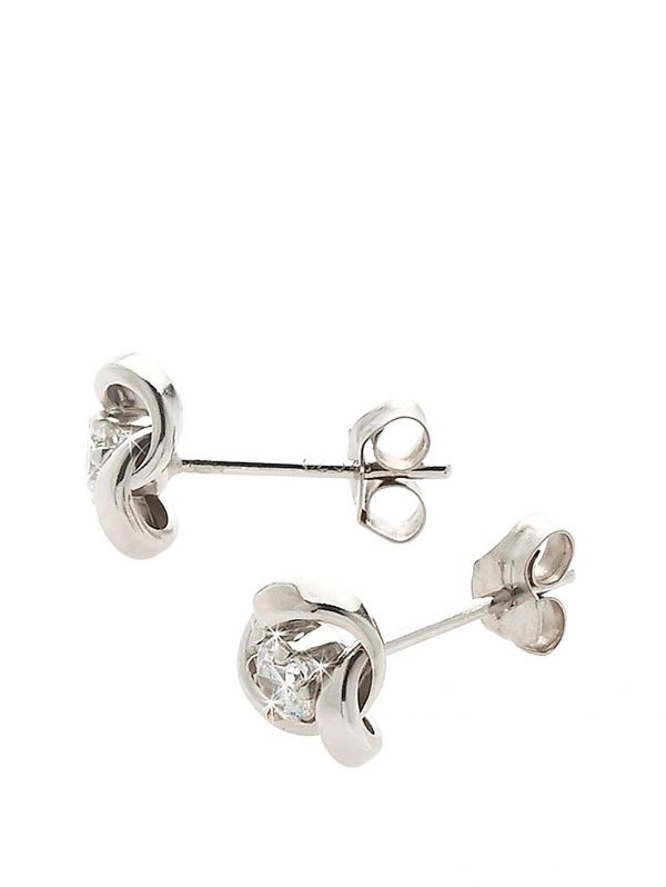 buy 9 carat white gold 6 5mm cubic zirconia knot earrings 5f3d288840834