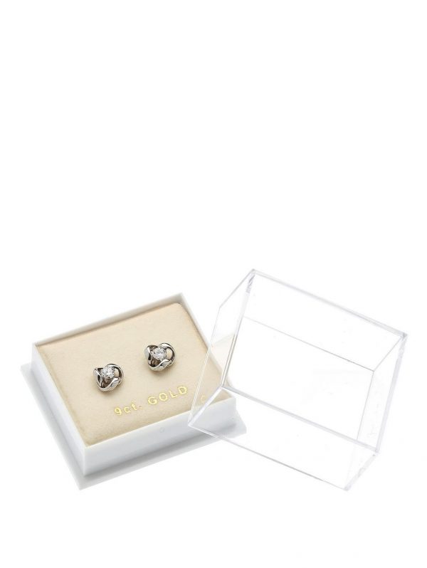 buy 9 carat white gold 6 5mm cubic zirconia knot earrings 5f3d2888f0f32
