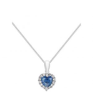 buy 9ct white gold blue cubic zirconia heart pendant necklace 5f2baf0b35d43