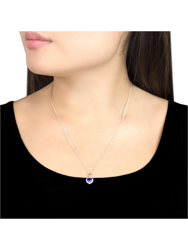 buy 9ct white gold blue cubic zirconia heart pendant necklace 5f2baf0bee9ef