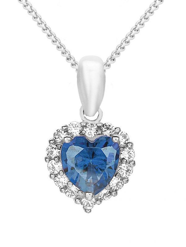 buy 9ct white gold blue cubic zirconia heart pendant necklace 5f2baf0c96665