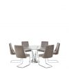 buy alice 130 cm round dining table 6 velvet chairs clear grey 5f24f5695bb96