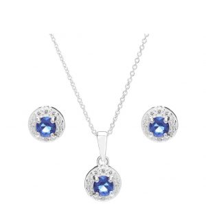 buy blue cubic zirconia halo jewellery set 5f468dba22599