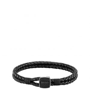 buy boss seal braided black leather band with logo stainless steel clasp 5f2d55f680dd3