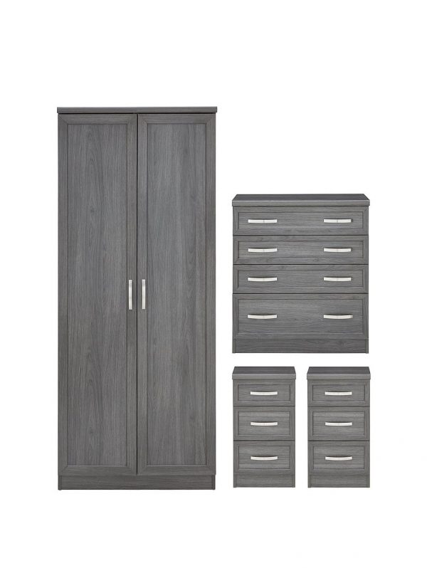buy camberley 4 piece package 2 door wardrobe 4 drawer chest and 2 bedside chests 5f3f48daec0e1