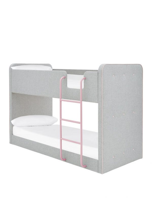 buy charlie fabric bunk bed grey pink 5f3ca10ddb642