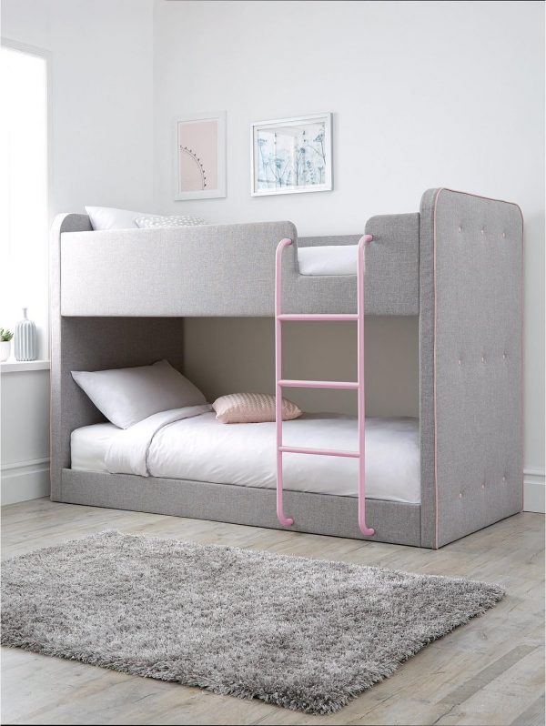 buy charlie fabric bunk bed grey pink 5f3ca10f1cfe3