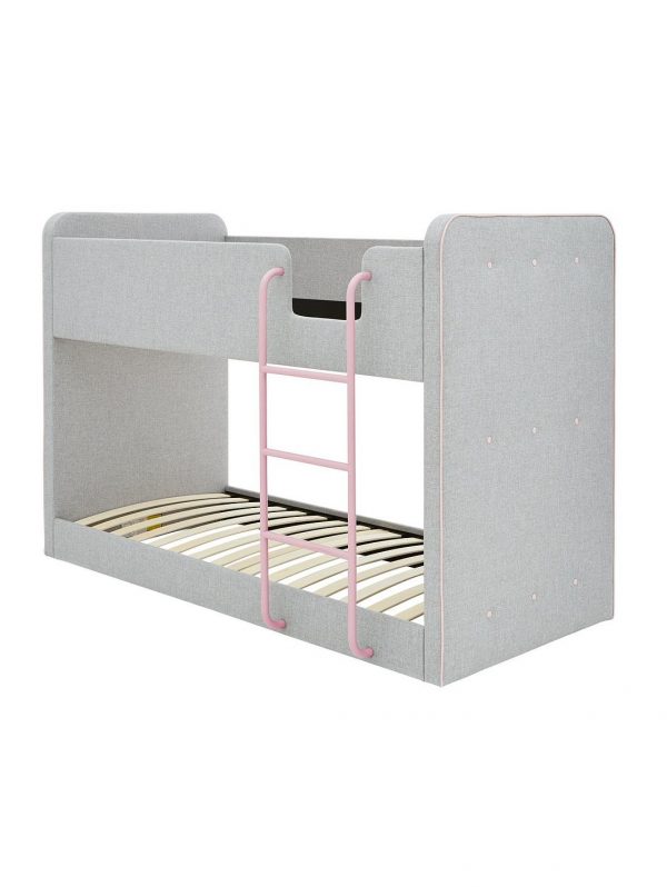 buy charlie fabric bunk bed grey pink 5f3ca110a7098
