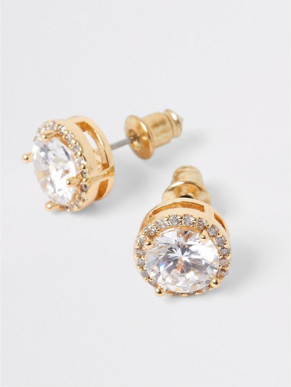 buy diamante simple stone earing gold 5f3ff89493264