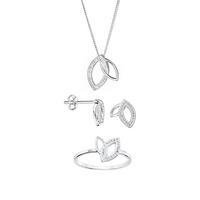 buy evoke sterling silver swarovski crystal interlocking leaf stud earrings pendant and ring set 5f3ea4deec73d