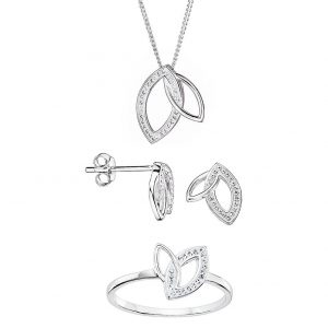 buy evoke sterling silver swarovski crystal interlocking leaf stud earrings pendant and ring set 5f3ea4e69a80a
