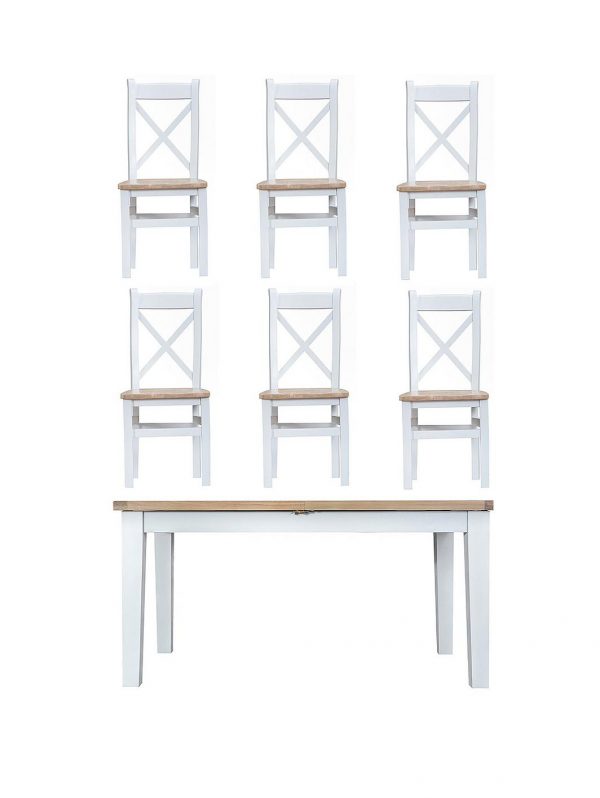 buy harrow 160 210 cm extending dining table 6 chairs white oak 5f49dddec7ee0