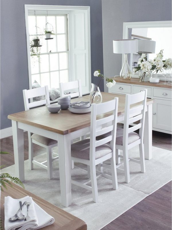 buy harrow 160 210 cm extending dining table 6 chairs white oak 5f49dddf9cbb7