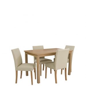buy home essentials primo 120 cm dining table 4 faux leather chairs 5f3b5ec017314
