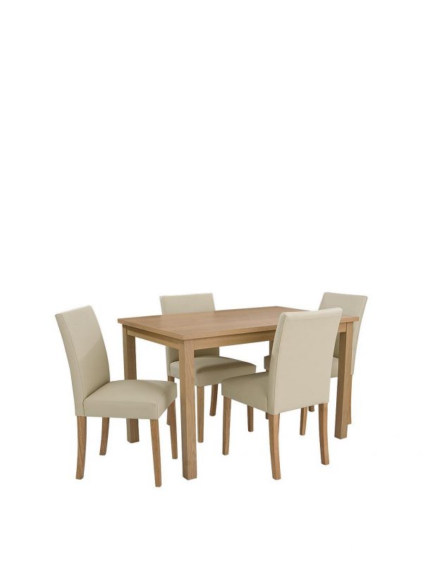 buy home essentials primo 120 cm dining table 4 faux leather chairs 5f3b5ec017314