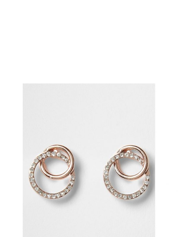 buy interlock circle stud earring rose gold 5f47e2283928f