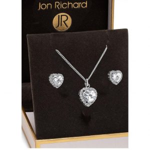 buy jon richard cubic zirconia pave heart pendant and earring set 5f3ff64094a87