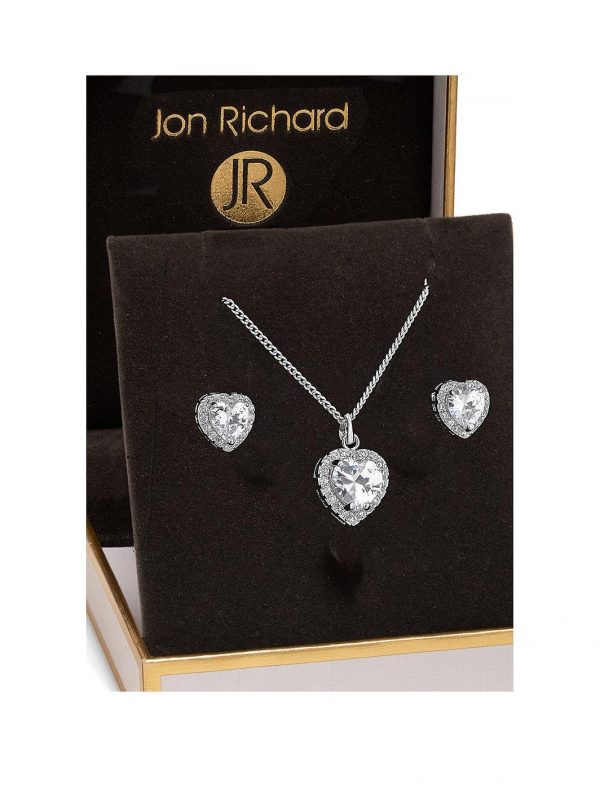 buy jon richard cubic zirconia pave heart pendant and earring set 5f3ff64094a87