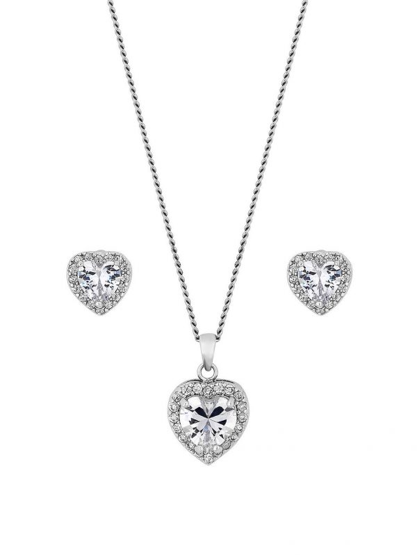 buy jon richard cubic zirconia pave heart pendant and earring set 5f3ff6444939e