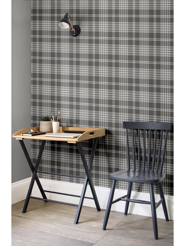 buy kelso check wallpaper grey silver 5f2cefa0f0644