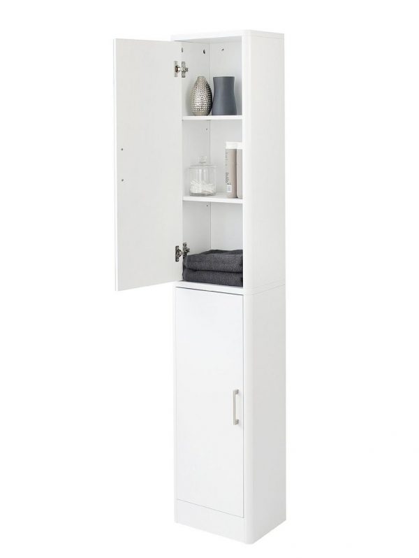 buy luna hi gloss 2 door mirrored bathroom tallboy white 5f49dee60e36d