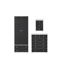 buy miami fresh kids 3 piece package 2 door 2 drawer wardrobe 5 drawer chest 3 drawer bedside chest black 5f28df4492761