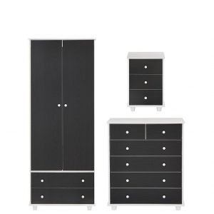 buy miami fresh kids 3 piece package 2 door 2 drawer wardrobe 5 drawer chest 3 drawer bedside chest black 5f28df4baa03c